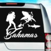Bahamas Scuba Diver With Sharks Vinyl Car Window Decal Sticker