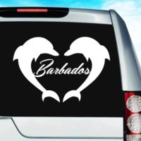 Barbados Dolphin Heart Vinyl Car Window Decal Sticker