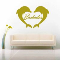 Barbados Dolphin Heart Vinyl Wall Decal Sticker