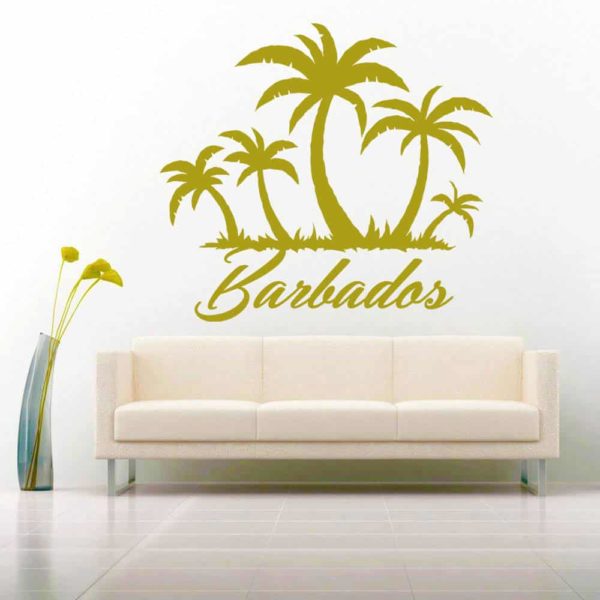 Barbados Palm Tree Island Vinyl Wall Decal Sticker
