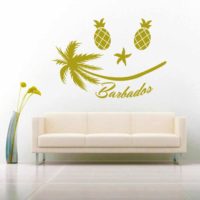 Barbados Tropical Smiley Face Vinyl Wall Decal Sticker