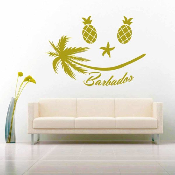 Barbados Tropical Smiley Face Vinyl Wall Decal Sticker