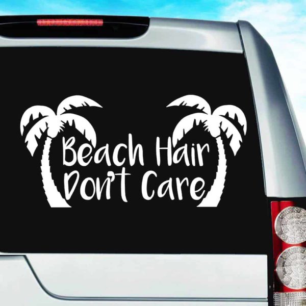 Beach Hair Dont Care Palm Trees Vinyl Car Window Decal Sticker
