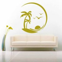 Beach Palm Tress Birds Vinyl Wall Decal Sticker