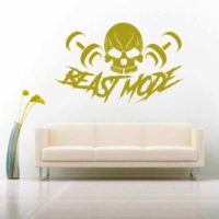 Beast Mode Skull Dumbbells Vinyl Wall Decal Sticker