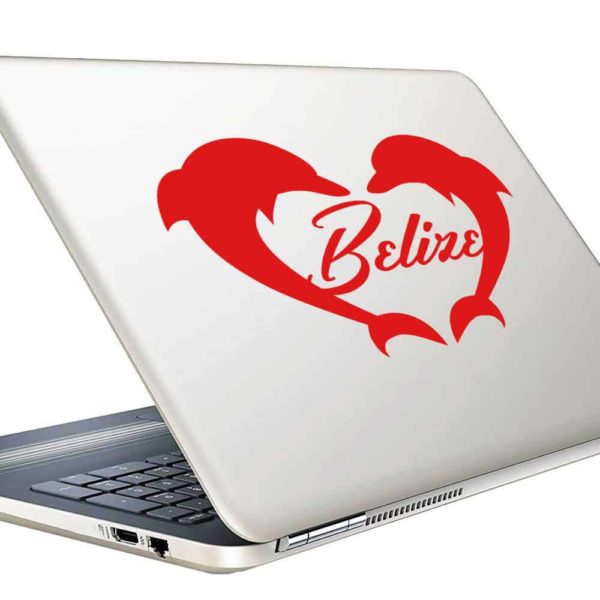 Belize Dolphin Heart Vinyl Laptop Macbook Decal Sticker