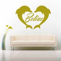 Belize Dolphin Heart Vinyl Wall Decal Sticker