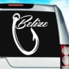 Belize Fishing Hook Vinyl Car Window Decal Sticker