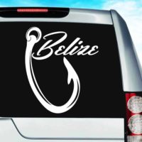 Belize Fishing Hook Vinyl Car Window Decal Sticker