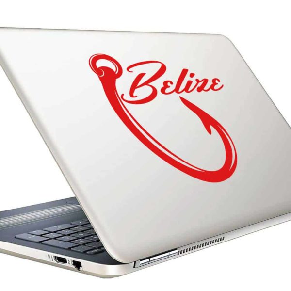 Belize Fishing Hook Vinyl Laptop Macbook Decal Sticker