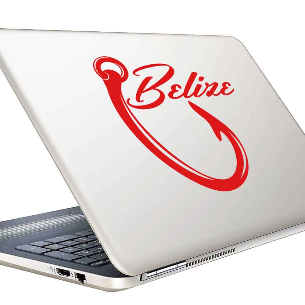 Belize Fishing Hook Vinyl Laptop Macbook Decal Sticker Belize Fishing Hook Vinyl Laptop Macbook Decal Sticker