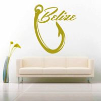 Belize Fishing Hook Vinyl Wall Decal Sticker