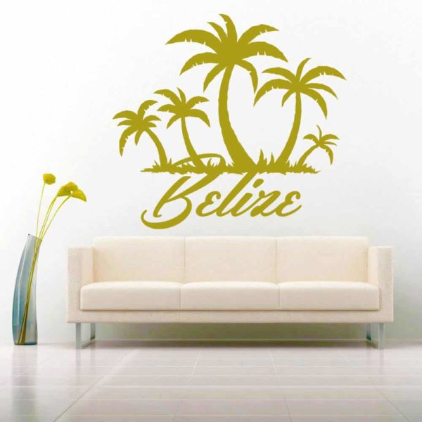Belize Palm Tree Island Vinyl Wall Decal Sticker