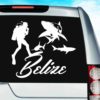 Belize Scuba Diver With Sharks Vinyl Car Window Decal Sticker