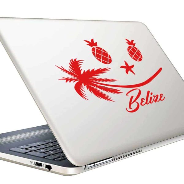 Belize Tropical Smiley Face Vinyl Laptop Macbook Decal Sticker