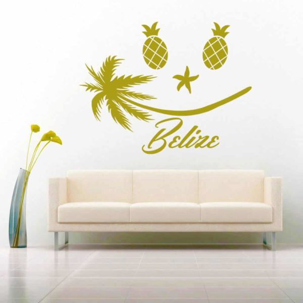 Belize Tropical Smiley Face Vinyl Wall Decal Sticker