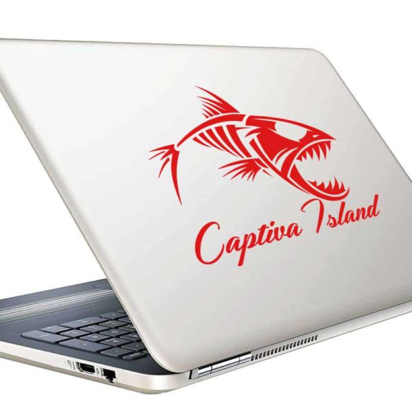 Captiva Island Fish Skeleton Vinyl Laptop Macbook Decal Sticker