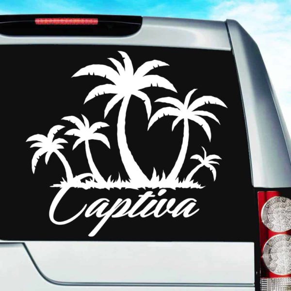 Captiva Island Palm Tree Island Vinyl Car Window Decal Sticker