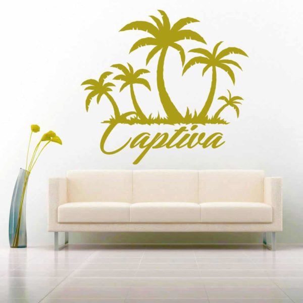 Captiva Island Palm Tree Island Vinyl Wall Decal Sticker