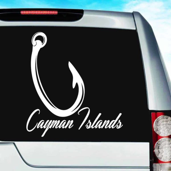 Cayman Islands Fishing Hook Vinyl Car Window Decal Sticker