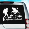 Cayman Islands Scuba Diver With Sharks Vinyl Car Window Decal Sticker