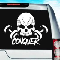 Conquer Skull Dumbbells Vinyl Car Window Decal Sticker
