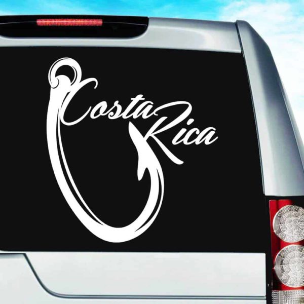 Costa Rica Fishing Hook Vinyl Car Window Decal Sticker