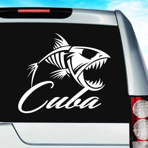 Cuba Fish Skeleton Vinyl Car Window Decal Sticker