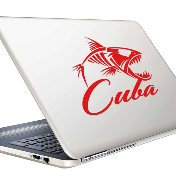 Cuba Fish Skeleton Vinyl Laptop Macbook Decal Sticker