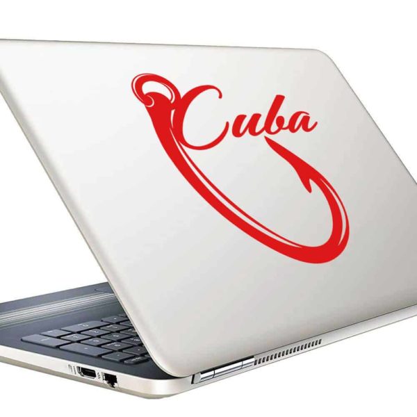 Cuba Fishing Hook Vinyl Laptop Macbook Decal Sticker