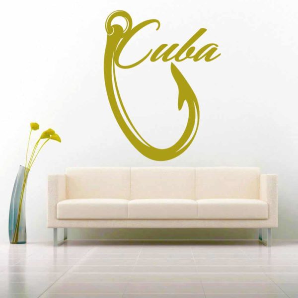 Cuba Fishing Hook Vinyl Wall Decal Sticker