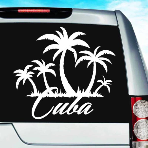 Cuba Palm Tree Island Vinyl Car Window Decal Sticker
