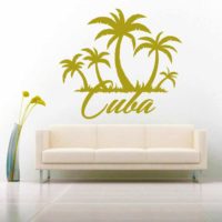 Cuba Palm Tree Island Vinyl Wall Decal Sticker