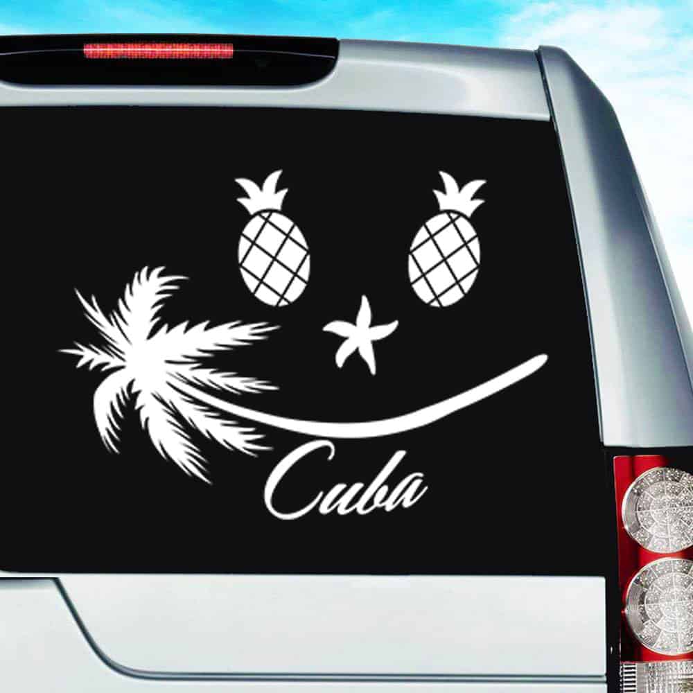 Cuba Tropical Smiley Face Vinyl Car Window Decal Sticker Cuba Tropical Smiley Face Vinyl Car Window Decal Sticker