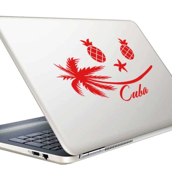 Cuba Tropical Smiley Face Vinyl Laptop Macbook Decal Sticker