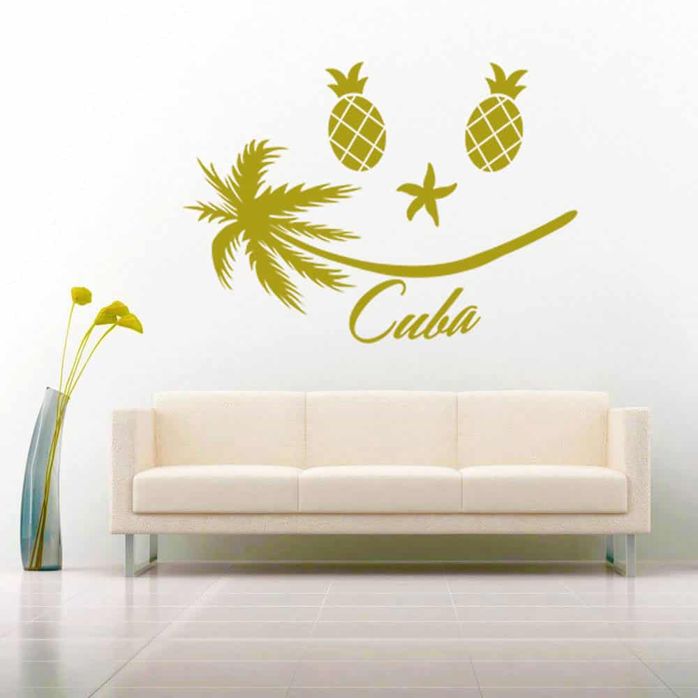 Cuba Tropical Smiley Face Vinyl Wall Decal Sticker Cuba Tropical Smiley Face Vinyl Wall Decal Sticker