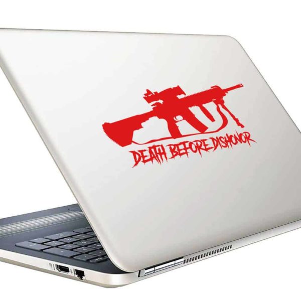 Death Before Dishonor Veteran Machine Gun Vinyl Laptop Macbook Decal Sticker