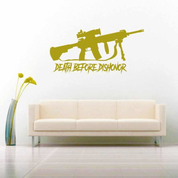 Death Before Dishonor Veteran Machine Gun Vinyl Wall Decal Sticker