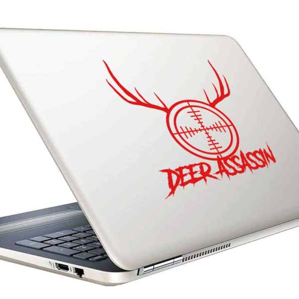 Deer Assassin Rifle Gun Scope Antlers Vinyl Laptop Macbook Decal Sticker