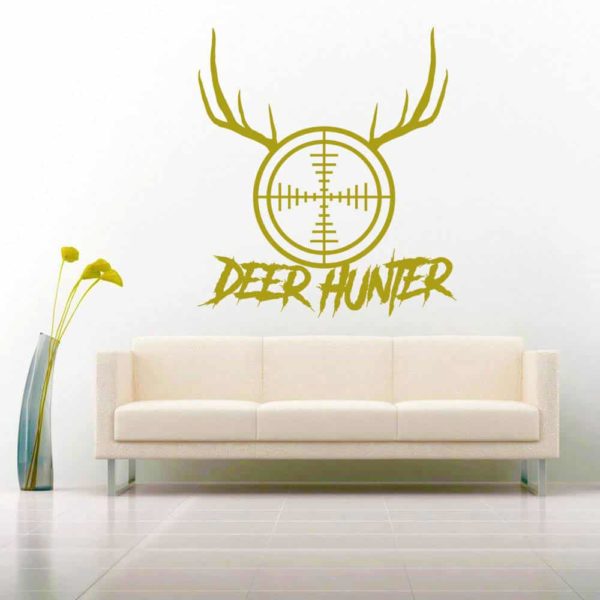 Deer Hunter Rifle Gun Scope Antlers Vinyl Wall Decal Sticker