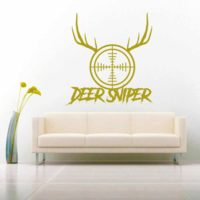 Deer Sniper Rifle Gun Scope Antlers Vinyl Wall Decal Sticker