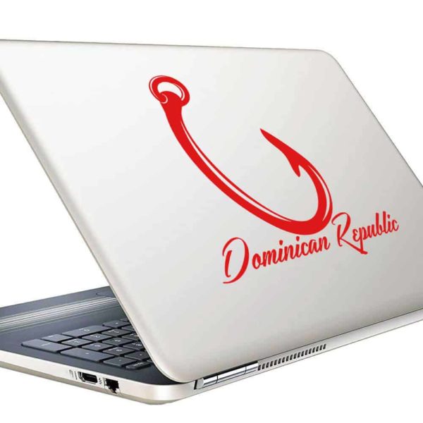 Dominican Republic Fishing Hook Vinyl Laptop Macbook Decal Sticker