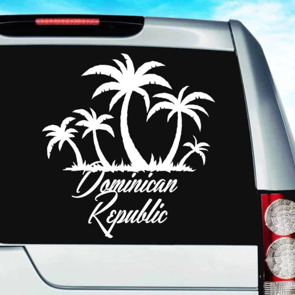 Dominican Republic Palm Tree Island Vinyl Car Window Decal Sticker