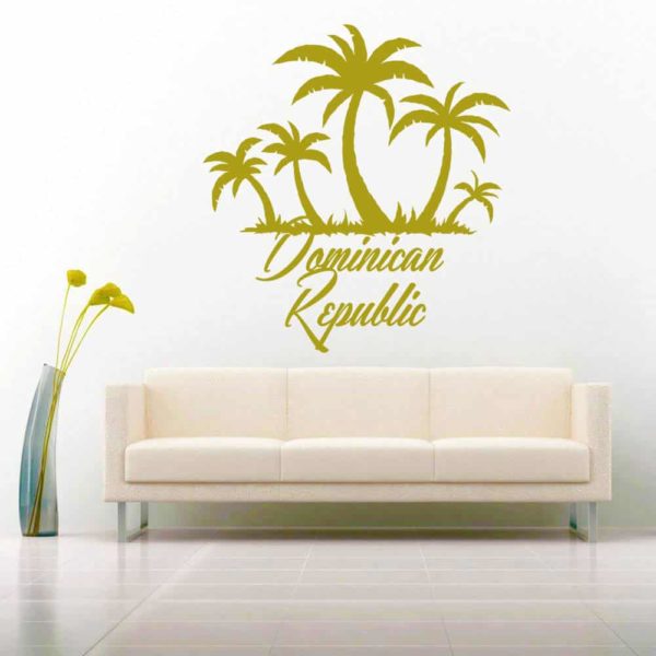 Dominican Republic Palm Tree Island Vinyl Wall Decal Sticker