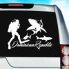 Dominican Republic Scuba Diver With Sharks Vinyl Car Window Decal Sticker