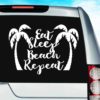 Eat Sleep Beach Repeat Palm Trees Vinyl Car Window Decal Sticker