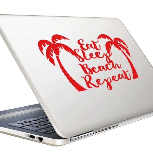 Eat Sleep Beach Repeat Palm Trees Vinyl Laptop Macbook Decal Sticker