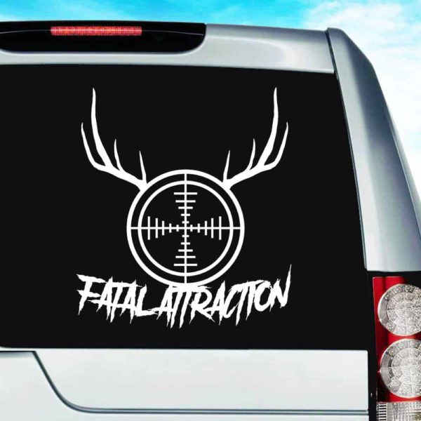 Fatal Attraction Deer Hunter Rifle Gun Scope Antlers Vinyl Car Window Decal Sticker