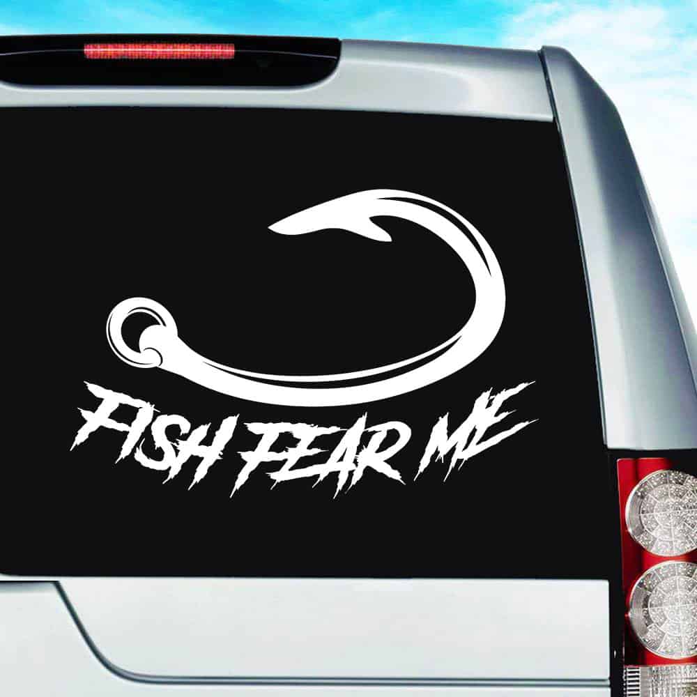 Fish Fear Me Fishing Hook Vinyl Car Window Decal Sticker