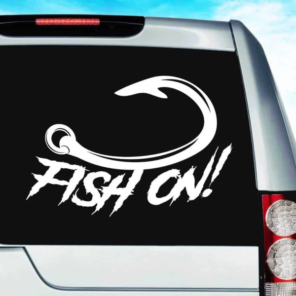 Fish On Hook Vinyl Car Window Decal Sticker